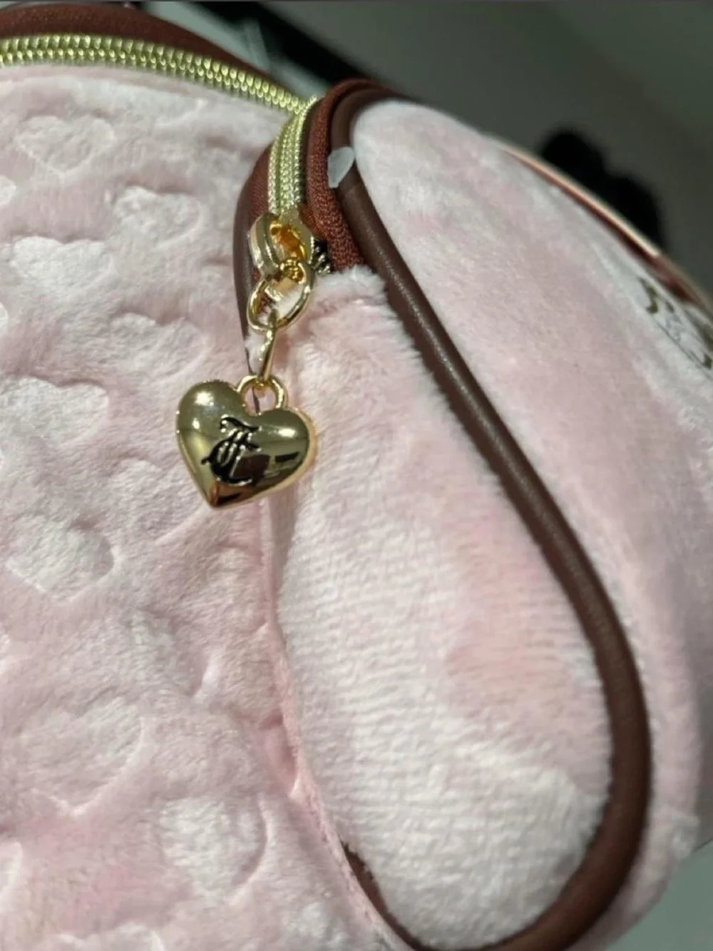 Juicy Couture Pink Velvet Cosmetic Pouch with Gold Logo